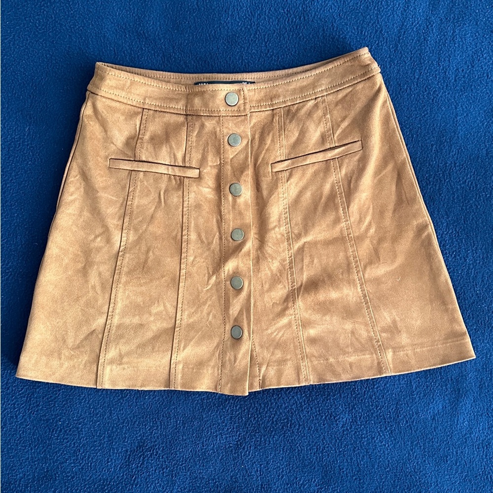 ZARA Trafaluc Faux Suede Button Front Mini Skirt | Size S